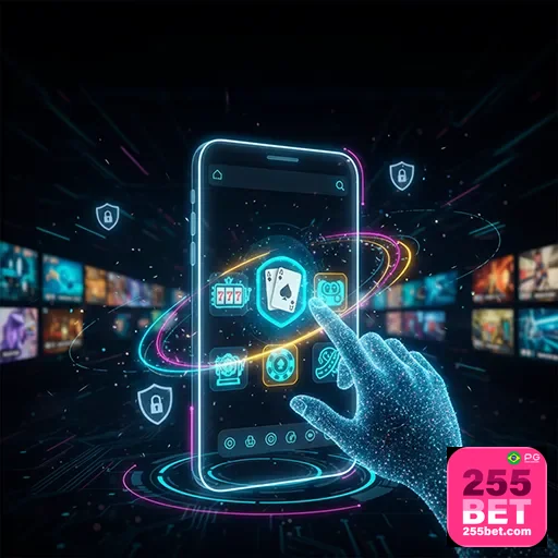 Tela do app 255bet mostrando opções de apostas e o logo do site 255bet na interface